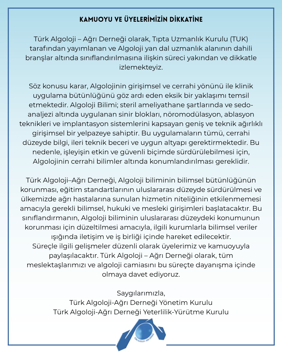 Kamuoyu ve Üyelerimizin Dikkatine